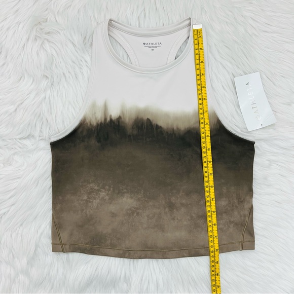 Athleta Shanti Watercolor Stripe Cropped Hem Lycra Spandex Blend Work Out Top - Picture 11 of 12